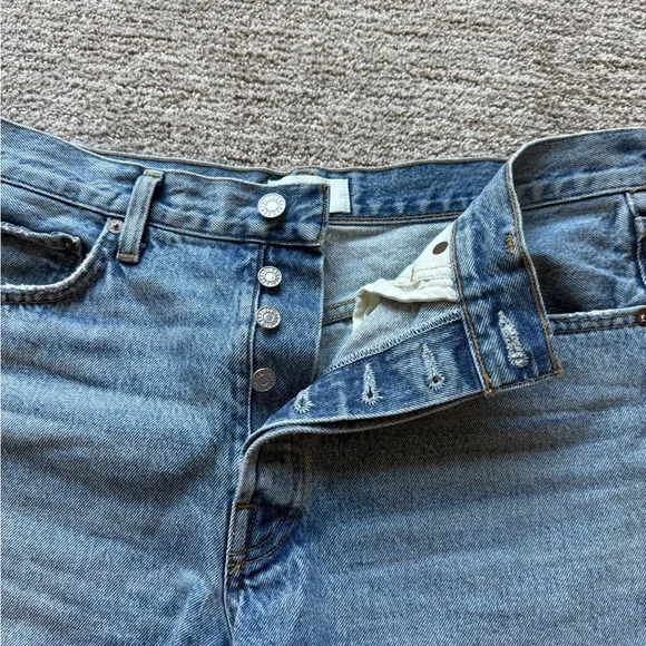 Agolde Light Blue Denim Parker Long Shorts - Picture 4 of 4